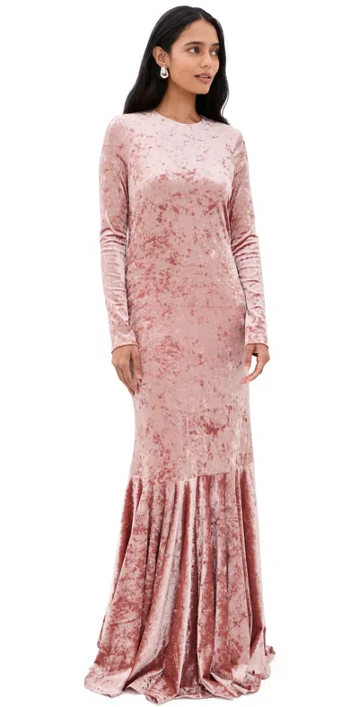 Caroline Constas Alexandra Velvet Gown Dusty Rose In Pink