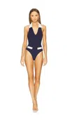 Caroline Constas Alva One Piece Swimsuit In Navy And Ivory In Multi