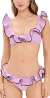 Caroline Constas Anastasia Bikini Top Mauve/navy Combo In Mauve/navy Combo