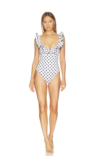 Caroline Constas Anastasia One Piece Ivory Black Polka Dot In White