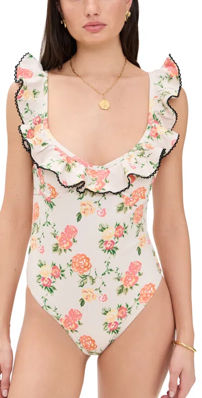 Caroline Constas Anastasia One Piece White Floral
