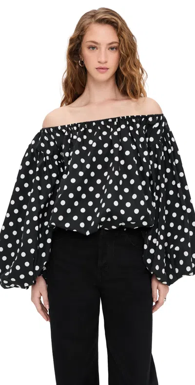 Caroline Constas Andros Off Shoulder Top Black/white