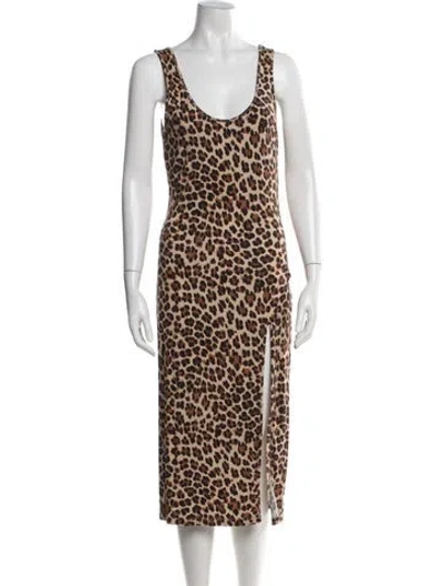 Pre-owned Caroline Constas Animal Print Long Dress In Brown