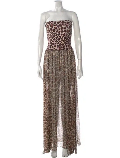 Pre-owned Caroline Constas Animal Print Long Dress In Multicolor