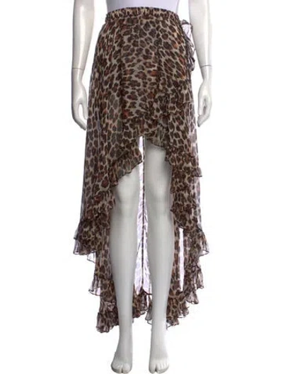 Pre-owned Caroline Constas Animal Print Long Skirt In Brown