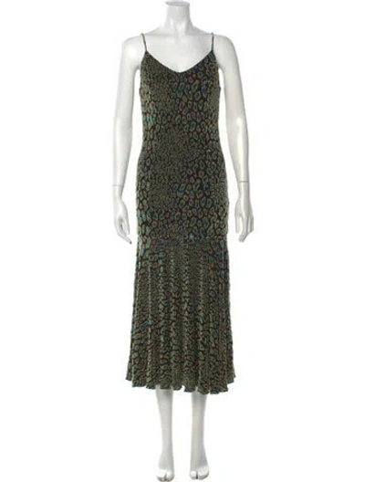 Pre-owned Caroline Constas Animal Print Midi Length Dress In Black/metallic