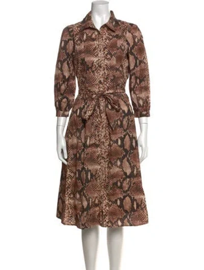 Pre-owned Caroline Constas Animal Print Midi Length Dress W/ Tags In Brown