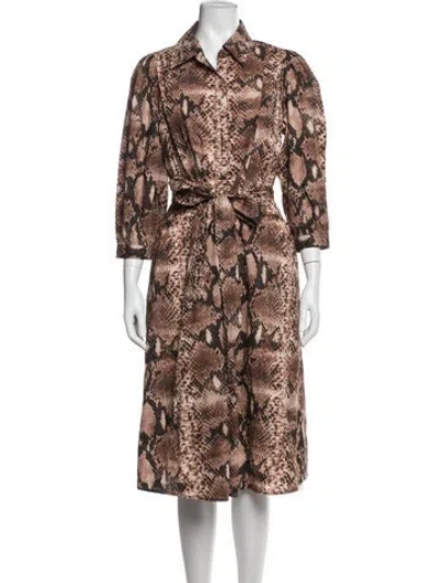 Pre-owned Caroline Constas Animal Print Midi Length Dress W/ Tags In Brown