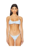 Caroline Constas Aris Bikini Top In Blue Dawn Gingham