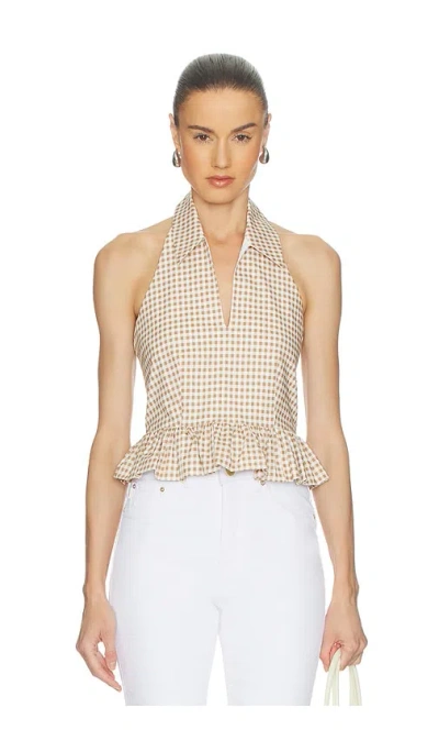 Caroline Constas Aya Halter Top In Neutral