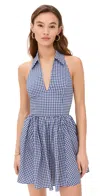 Caroline Constas Aya Open Back Collared Mini Dress Navy Ivory Combo In Navy Ivory Combo