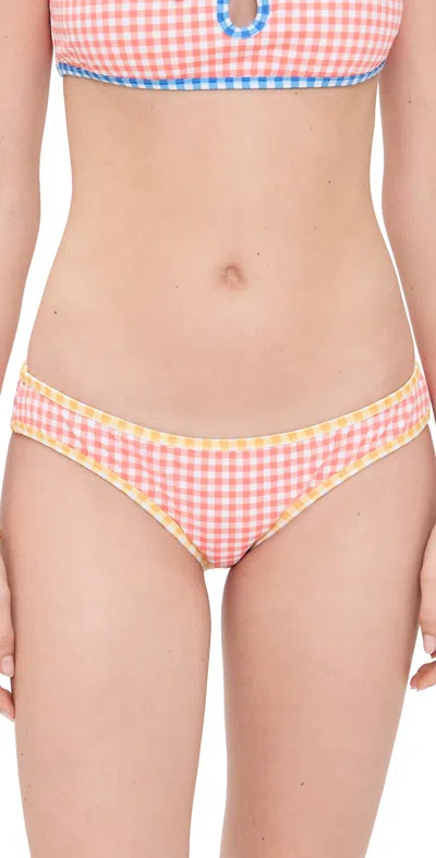 Caroline Constas Ayana Bikini Bottoms Salmon Gingham