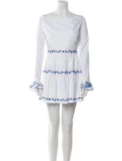Pre-owned Caroline Constas Bateau Neckline Mini Dress In White