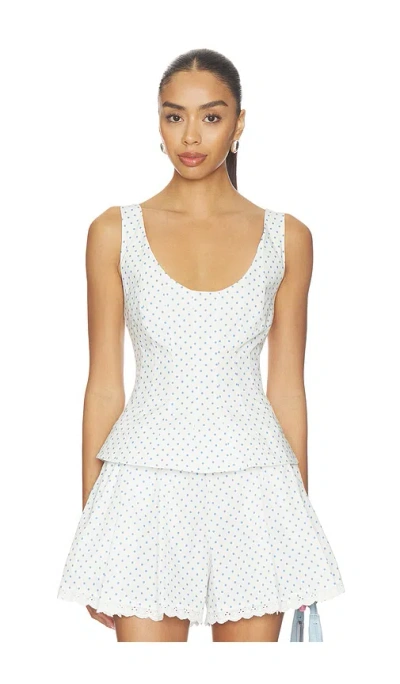 Caroline Constas Brielle Sleeveless Top In White Periwinkle
