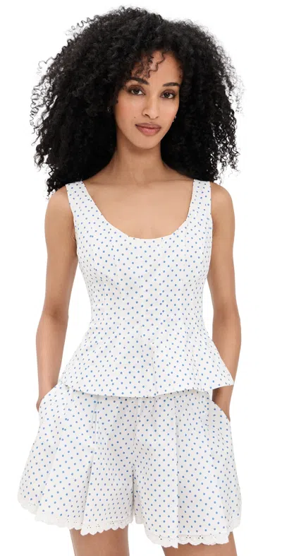 Caroline Constas Brielle Sleeveless Top White Periwinkle