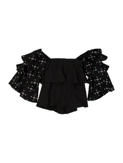 Pre-owned Caroline Constas Carmen Printed Blouse In Black