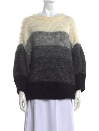 Pre-owned Caroline Constas Colorblock Pattern Crew Neck Sweater In Grey