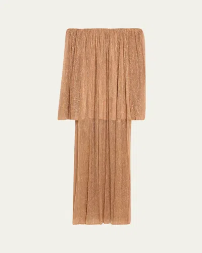 Caroline Constas Corinthia Metallic Off-shoulder Gown In Corinthia Off Shoulder Gown