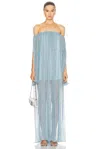 Caroline Constas Corinthia Off Shoulder Pleated Gown In Cerulean