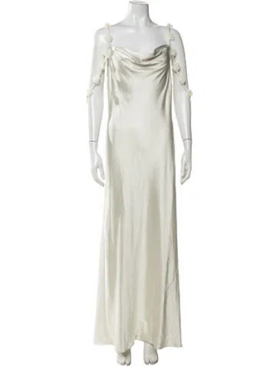 Pre-owned Caroline Constas Cowl Neck Long Dress W/ Tags In Neutrals