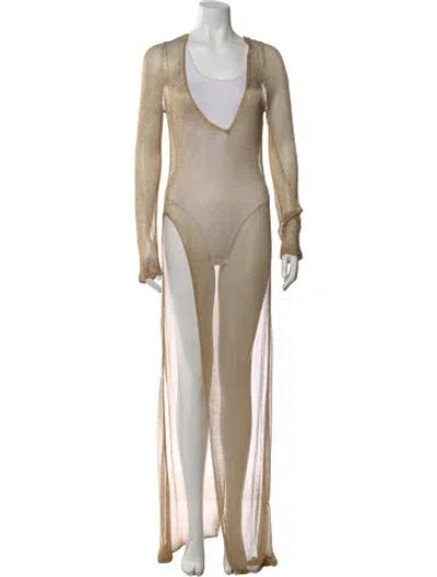 Pre-owned Caroline Constas Cowl Neck Sweater In Gold