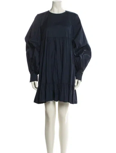 Pre-owned Caroline Constas Crew Neck Mini Dress In Blue