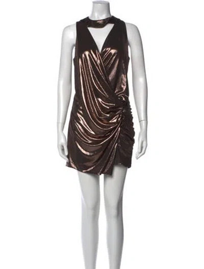 Pre-owned Caroline Constas Crew Neck Mini Dress In Silver