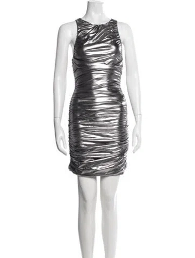 Pre-owned Caroline Constas Crew Neck Mini Dress W/ Tags In Silver