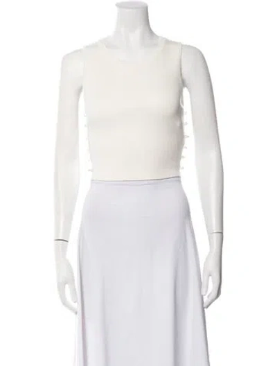 Pre-owned Caroline Constas Crew Neck Sleeveless Crop Top W/ Tags In Neutrals