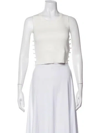 Pre-owned Caroline Constas Crew Neck Sleeveless Crop Top W/ Tags In White