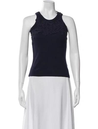 Pre-owned Caroline Constas Crew Neck Sleeveless Top In Blue