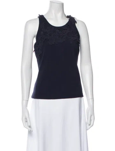 Pre-owned Caroline Constas Crew Neck Sleeveless Top W/ Tags In Blue