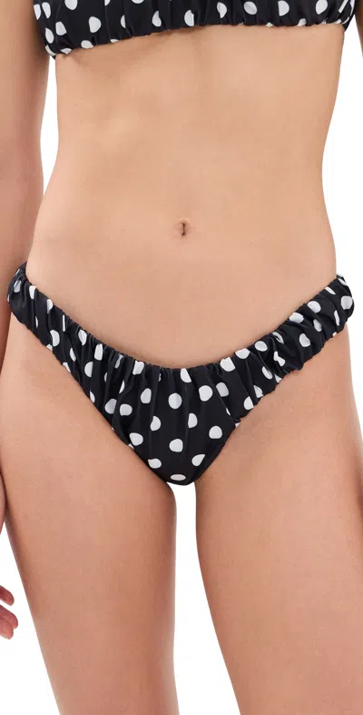 Caroline Constas Dorit Bikini Bottoms Black Ivory Polka Dot