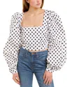 Caroline Constas Elliot Cropped Polka-dot Cotton-blend Poplin Blouse In White