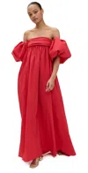 Caroline Constas Emilia Ruched Empire Maxi Dress High Risk Red In High Risk Red