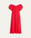 Caroline Constas Emilia Ruched Empire Maxi Dress High Risk Red In High Risk Red