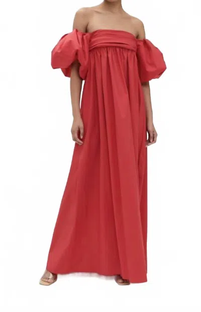 Caroline Constas Emilia Ruched Empire Maxi Dress In Red