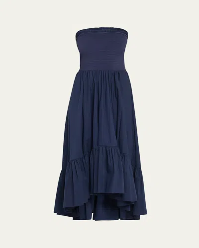 Caroline Constas Emmy Strapless Midi Dress In Blue