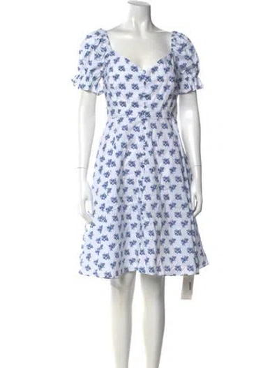 Pre-owned Caroline Constas Floral Print Knee-length Dress W/ Tags In Blue
