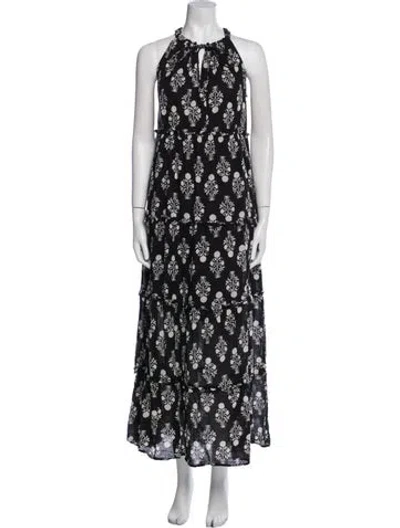 Pre-owned Caroline Constas Floral Print Long Dress In Black