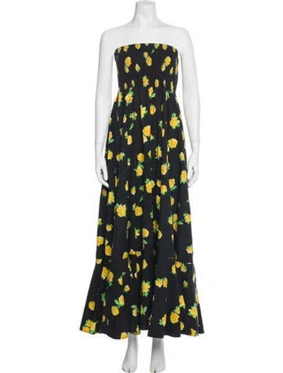 Pre-owned Caroline Constas Floral Print Long Dress In Black