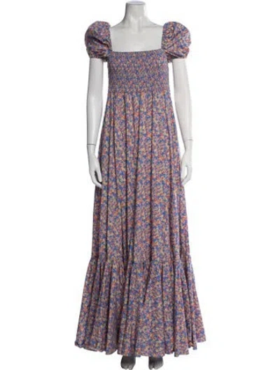 Pre-owned Caroline Constas Floral Print Long Dress In Black