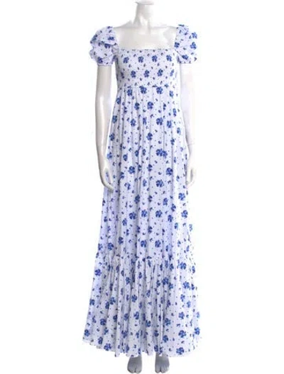 Pre-owned Caroline Constas Floral Print Long Dress In Blue
