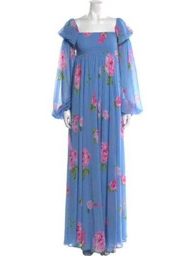 Pre-owned Caroline Constas Floral Print Long Dress In Blue