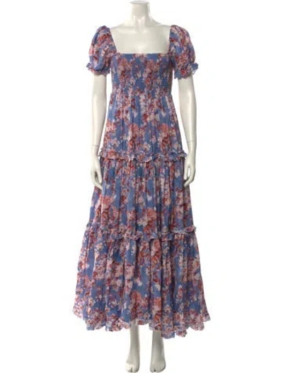 Pre-owned Caroline Constas Floral Print Long Dress In Blue