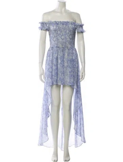 Pre-owned Caroline Constas Floral Print Long Dress In Blue