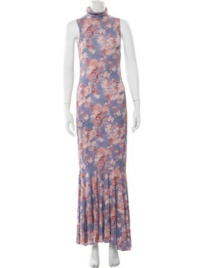 Pre-owned Caroline Constas Floral Print Long Dress In Blue