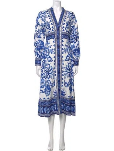 Pre-owned Caroline Constas Floral Print Long Dress In Blue