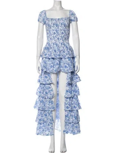 Pre-owned Caroline Constas Floral Print Long Dress In Blue