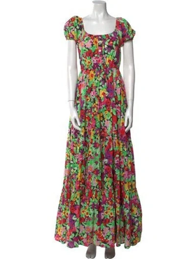 Pre-owned Caroline Constas Floral Print Long Dress In Green